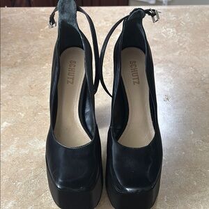 SCHUTZ Black Platform Chunky Heel Shoes